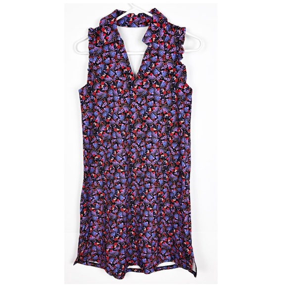 SSYS Dresses & Skirts - SSYS Scuba Dress Size XS Collared Ruffle Sleeve Nylon Active Multi Colored Print